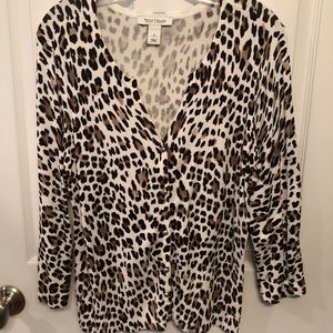White House Black Market leopard print cardigan